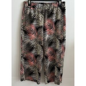 White House Black Market The Wide Leg Crop Pants Palm Leaves Women's 6 Stretch